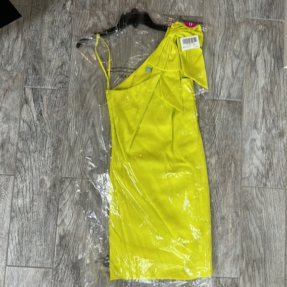 Antonio Melani Charlie Linen Blend One Shoulder Shift Dress size 0, Lime - Picture 4 of 7